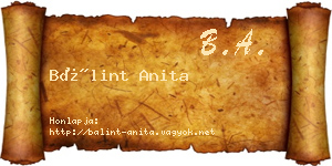Bálint Anita névjegykártya