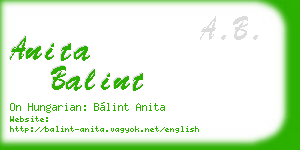 anita balint business card