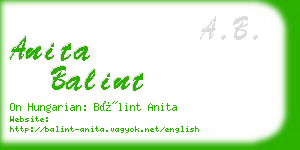 anita balint business card